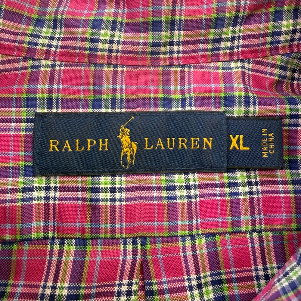 Ralph Lauren Mens XL Pink Plaid Long Sleeve Pony Button Casual Dress Shirt - Picture 2 of 15